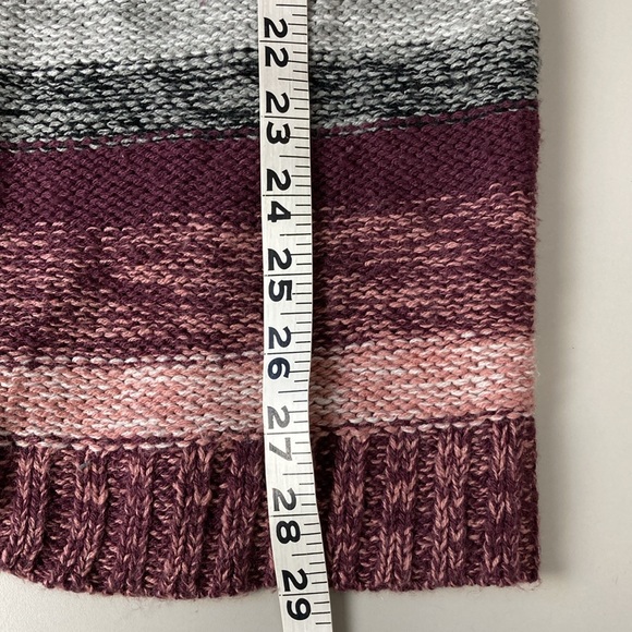 Long Pink Gray Knit Sherpa Hooded Cardigan, Size XL - Picture 11 of 15